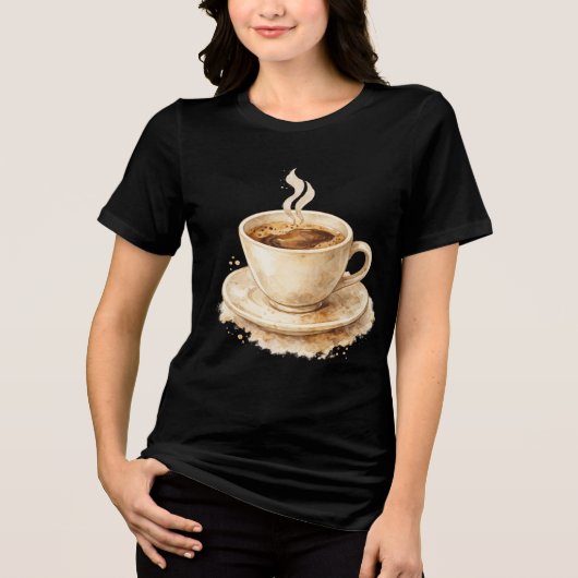 Aquarell-Kaffeetasse Tri-Blend Shirt (Vorderseite)