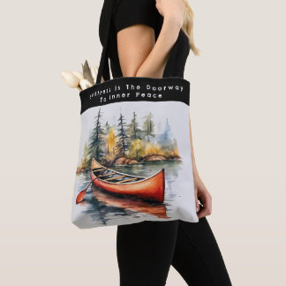 Aquarell-Kajak auf dem See Tasche