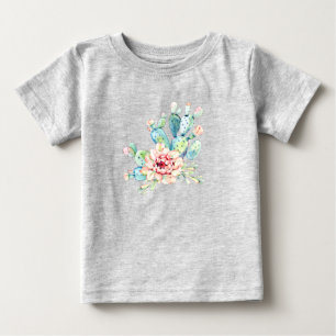 Aquarell-Kakteen blühen Baby T-shirt