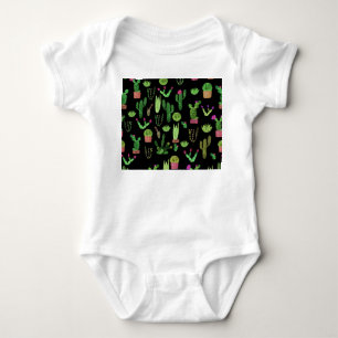 Aquarell-Kakteen-Pflanze Nahtloser Hintergrund Baby Strampler