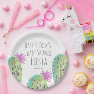 Aquarell-Kakteenpflanzen Handgemalte Babyparty  Pappteller