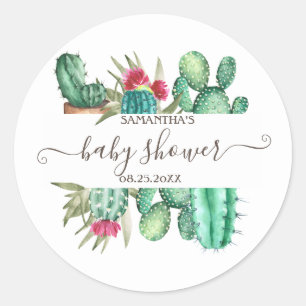 Aquarell-Kaktus-Baby-Party Runder Aufkleber