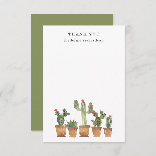 Aquarell-Kaktus Dankeskarte (Vorne/Hinten)