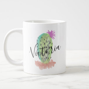Aquarell-Kaktus Handgemalter Name  Jumbo-Tasse