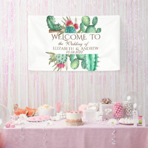 Aquarell-Kaktus-Hochzeit Banner