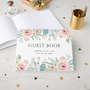 Aquarell-Kaktus-Hochzeit   Boho-Wüstenflora Gästebuch
