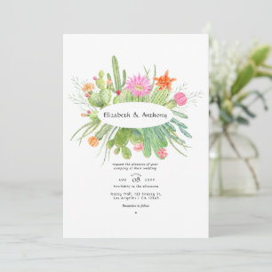 Aquarell-Kaktus-Hochzeit Einladung