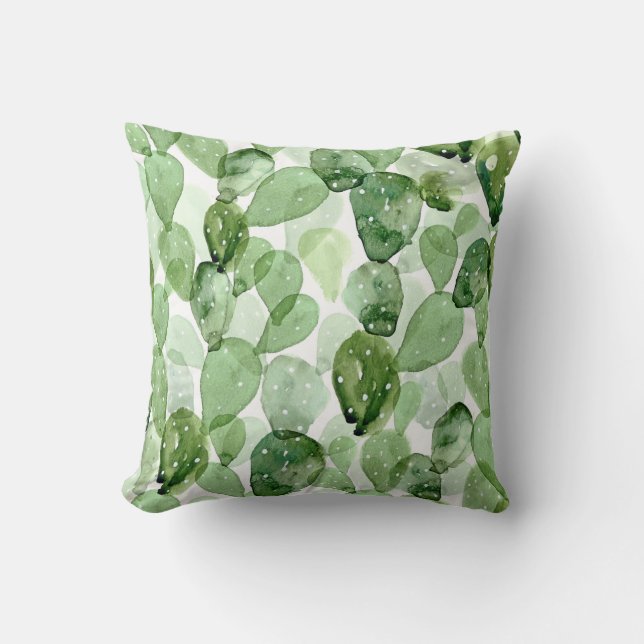 Aquarell-Kaktus-Innen-/Wurfs-Kissen im Freien Kissen (Vorderseite)