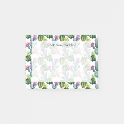 Aquarell-Kaktus-Kunst-Muster Post-it Klebezettel (Vorderseite)