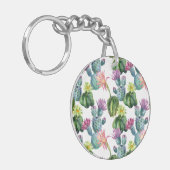 Aquarell-Kaktus-Kunst-Muster Schlüsselanhänger (Vorderseite links)