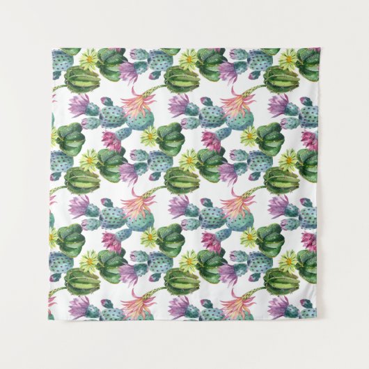 Aquarell-Kaktus-Kunst-Muster Wandteppich (Vorderseite)