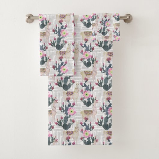 Aquarell-Kaktus-Muster Badhandtuch Set (Insitu)