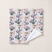 Aquarell-Kaktus-Muster Badhandtuch Set (Waschlappen)