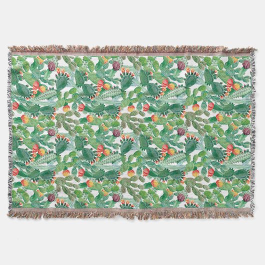 Aquarell-Kaktus-Muster Decke (Vorderseite)