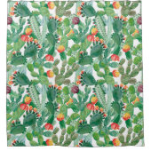 Aquarell-Kaktus-Muster Duschvorhang (Vorderseite)