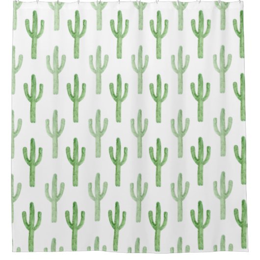 Aquarell-Kaktus-Muster Duschvorhang (Vorderseite)