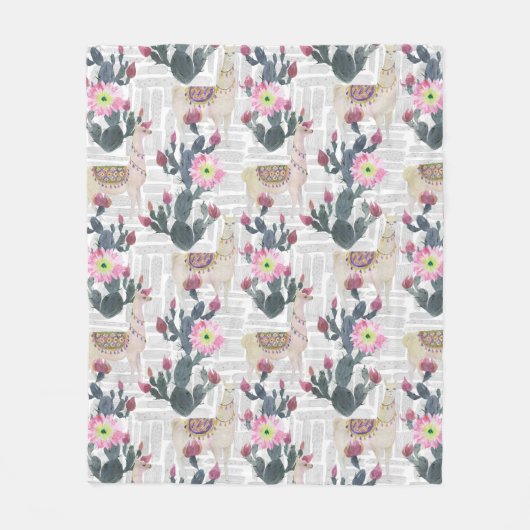 Aquarell-Kaktus-Muster Fleecedecke (Vorderseite)