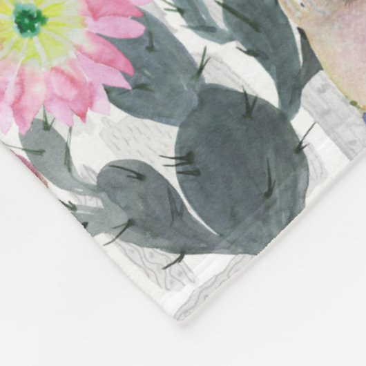 Aquarell-Kaktus-Muster Fleecedecke (Ecke)