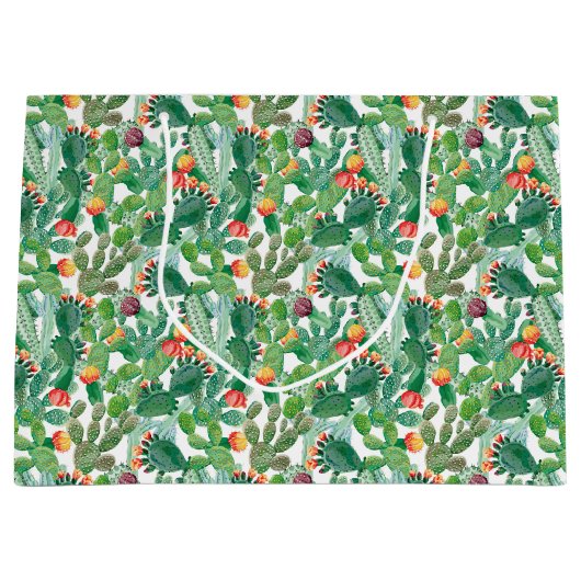 Aquarell-Kaktus-Muster Große Geschenktüte (Vorderseite)