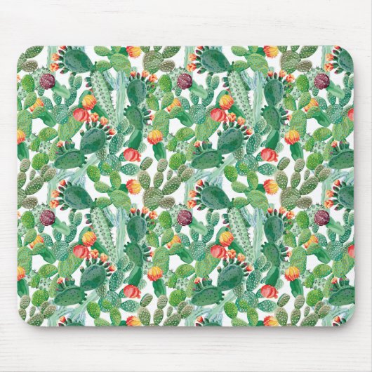 Aquarell-Kaktus-Muster Mousepad (Vorne)