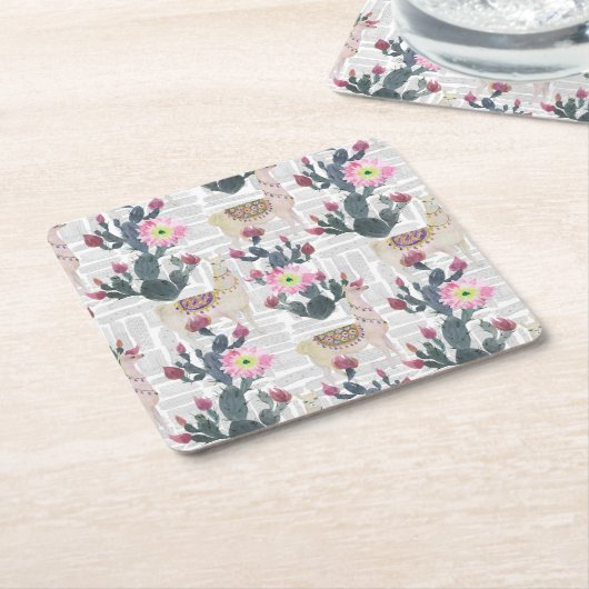 Aquarell-Kaktus-Muster Rechteckiger Pappuntersetzer (angewinkelt)