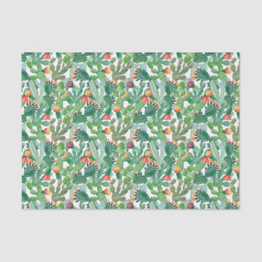 Aquarell-Kaktus-Muster Seidenpapier (Vorderseite)