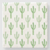 Aquarell-Kaktus-Muster Steinuntersetzer (Vorderseite)