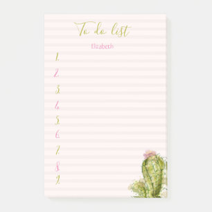 Aquarell Kaktus Rosa Gestreifte To-Do-Liste Post-it Klebezettel