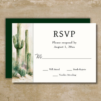 Aquarell-Kaktus Südwestliche Wüstenhochzeit RSVP Karte