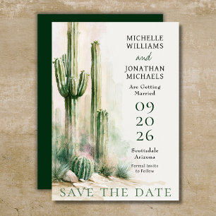 Aquarell-Kaktus Südwestliche Wüstenhochzeit Save The Date