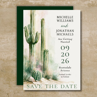 Aquarell-Kaktus Südwestliche Wüstenhochzeit Save The Date