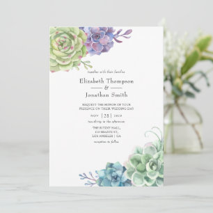 Aquarell-Kaktus-Sukkulenten-Hochzeit Einladung