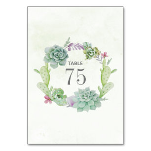 Aquarell-Kaktus-Sukkulenten-Hochzeitstisch-Nummer Tischnummer