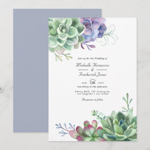 Aquarell-Kaktus-Sukkulenten-QR-Code-RSVP-Hochzeit Einladung
