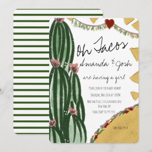 Aquarell-Kaktus-Taco-Artsy-Grün-Baby-Party Einladung