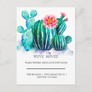 Aquarell Kaktus Umzug Postkarte