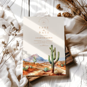 Aquarell-Kaktus-Wüstenlandschaft-Hochzeit Save The Date