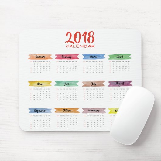 Aquarell-Kalender 2018 | Mousepad (Mit Mouse)