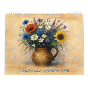 Aquarell-Kalender 2026 Florale Vase Kalender