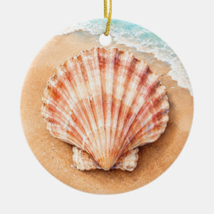 Aquarell-Kammmuschel am Strand Keramik Ornament