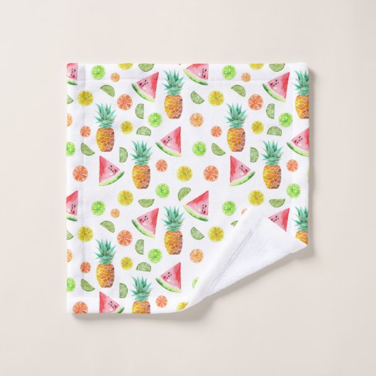 Aquarell-kandierte Frucht-Muster Badhandtuch Set (Waschlappen)