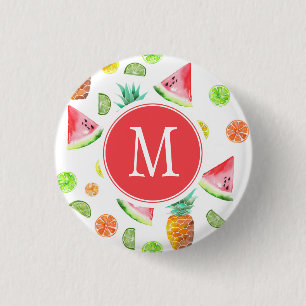 Aquarell-kandierte Frucht-Muster Button