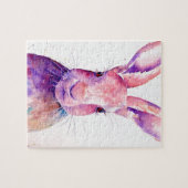Aquarell-Kaninchen-Hase-Porträt Puzzle (Horizontal)