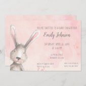 Aquarell Kaninchen personalisierte Babydusche Einladung (Vorne/Hinten)