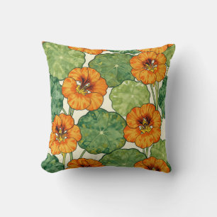 Aquarell-Kapuzinerkresse-Blumenmuster Kissen