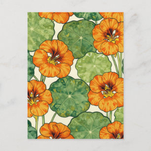 Aquarell-Kapuzinerkresse-Blumenmuster Postkarte