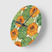 Aquarell-Kapuzinerkresse-Blumenmuster Runde Wanduhr (Winkel)