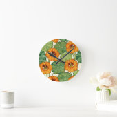 Aquarell-Kapuzinerkresse-Blumenmuster Runde Wanduhr (Zuhause)