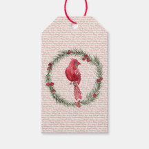 Aquarell-Kardinal-Kranz-Weihnachts-Geschenkanhänge