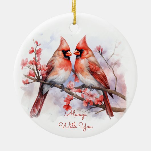 Aquarell Kardinal Paradies Keramik Ornament (Hinten)